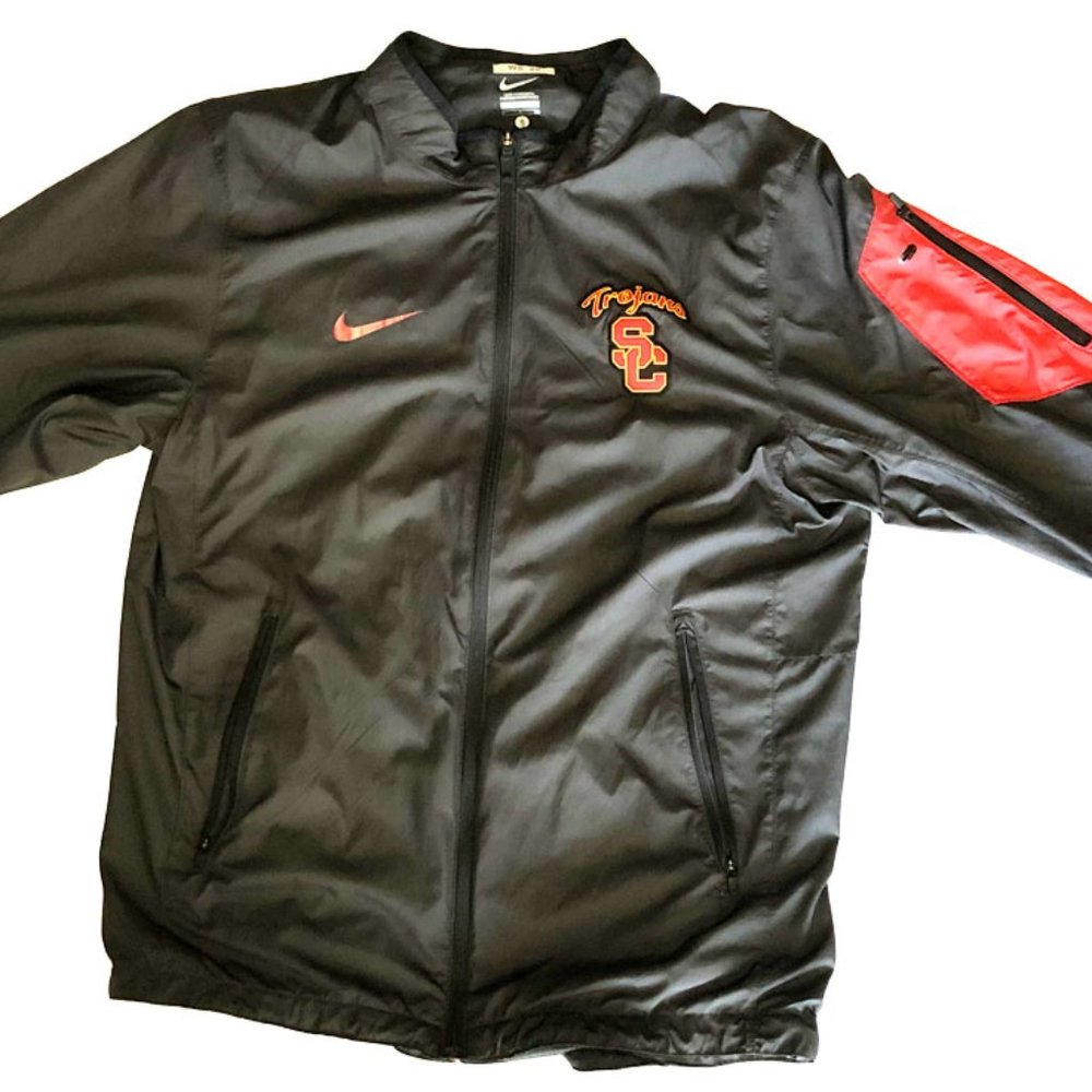 NIKE USC Trojans Full Zip Jacket Black Windbreaker Size S